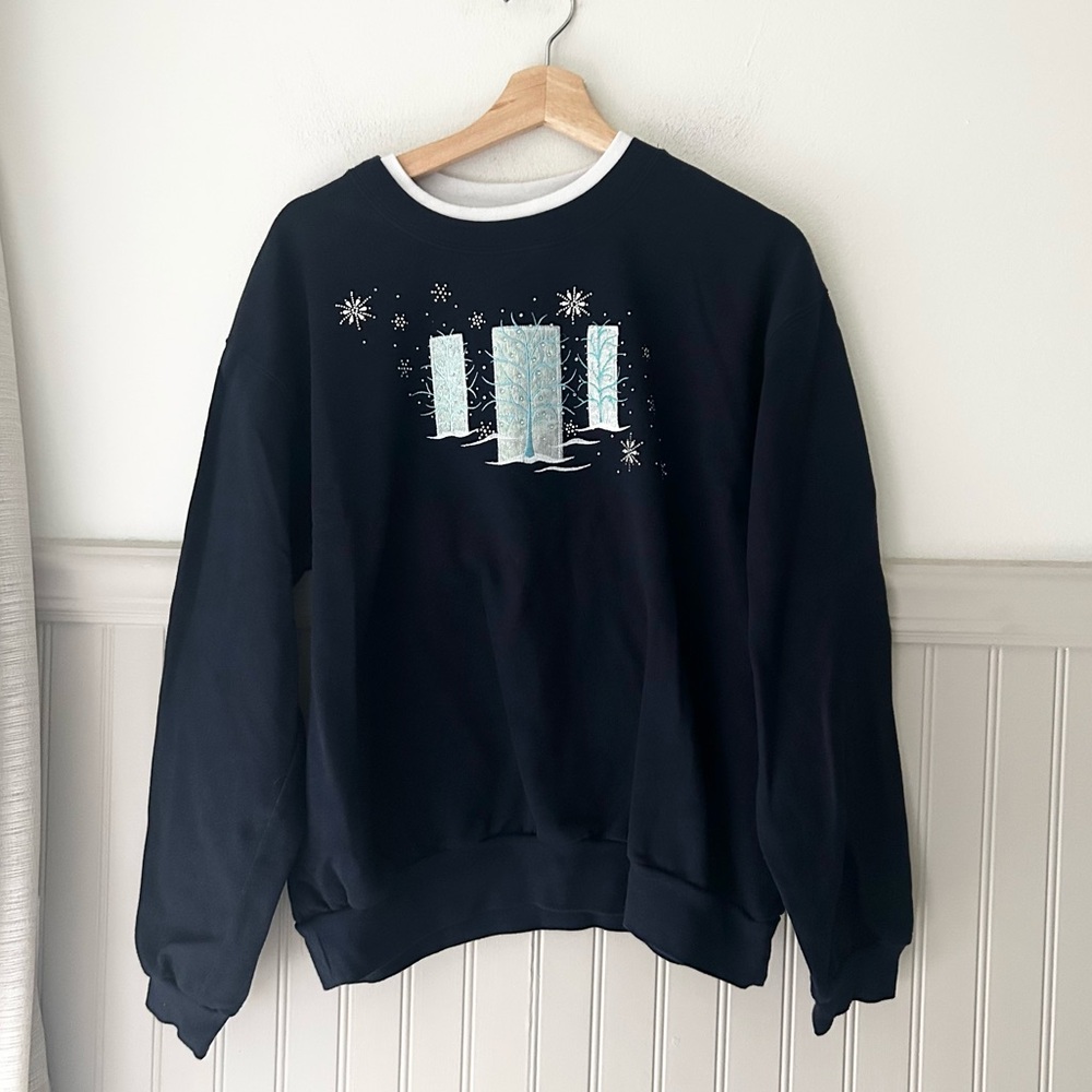 Vintage Women’s Large Winter Scene Graphic Sweatshirt Crewneck Grandma Core